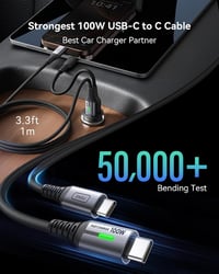 INIU 60W szivargyújtós autós töltő USB-C+USB-A, 1 m 100W kábellel 4