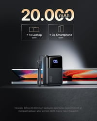 INIU power bank 65 W – 20000 mAh, beépített USB-C kábellel 7