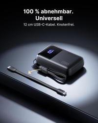 INIU power bank 65 W – 20000 mAh, beépített USB-C kábellel 5