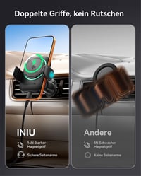 Suport Auto Magnetic INIU MagSafe cu Încărcare Wireless, Încărcător Rapid Qi2 15W, Rotire 360° pentru Grila de Ventilație, compatibil cu iPhone 17 16 15 14 13 4