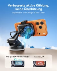 Suport Auto Magnetic INIU MagSafe cu Încărcare Wireless, Încărcător Rapid Qi2 15W, Rotire 360° pentru Grila de Ventilație, compatibil cu iPhone 17 16 15 14 13 3