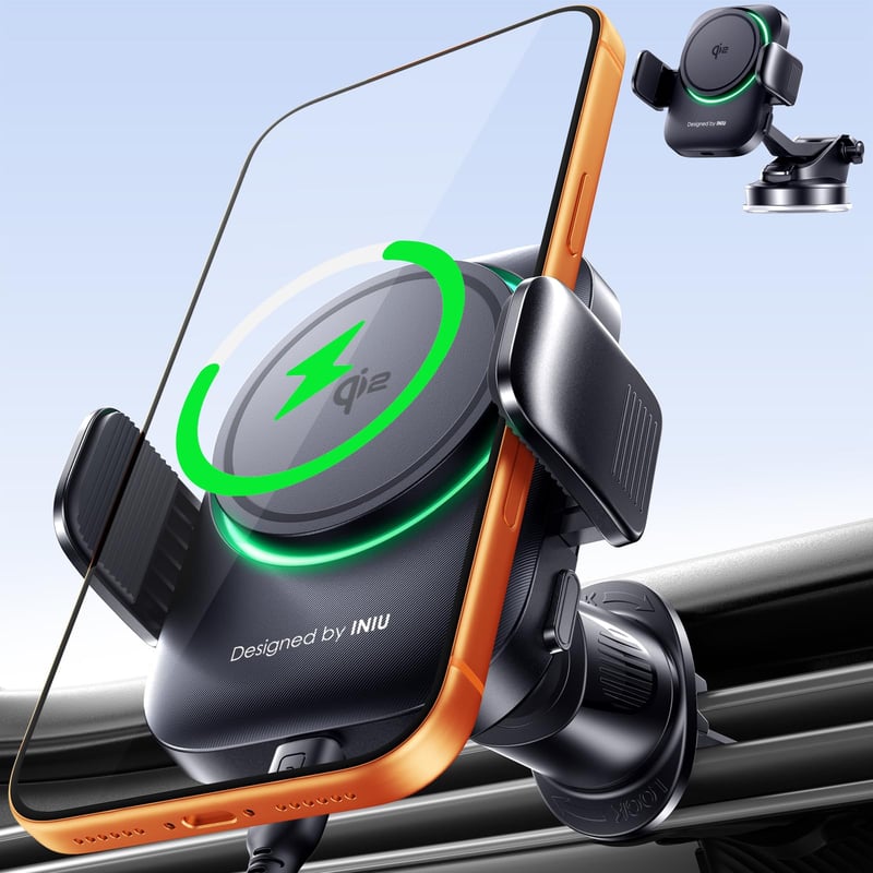 Suport Auto Magnetic INIU MagSafe cu Încărcare Wireless, Încărcător Rapid Qi2 15W, Rotire 360° pentru Grila de Ventilație, compatibil cu iPhone 17 16 15 14 13