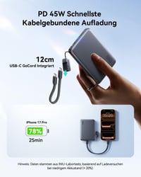 Baterie externă INIU MagSafe Qi2.2 25W, 10000 mAh, subțire, pentru telefon mobil 4