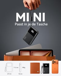 INIU Mini Powerbank 10 000 mAh, 45 W rýchle nabíjanie, s USB-C káblom – čierna 3