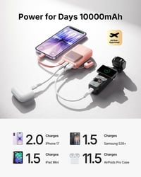 Mini power banka INIU 10000 mAh 45 W USB-C rýchlonabíjanie, staroružová 6