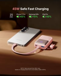 Mini power banka INIU 10000 mAh 45 W USB-C rýchlonabíjanie, staroružová 3