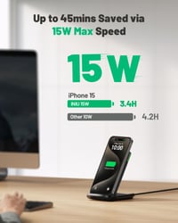 INIU Qi-Certified 15W Gyors Vezeték Nélküli Töltő Állvány – iPhone 15 14 13 12 Pro Max Xr Xs X 8, Samsung Galaxy S22 S21 S20 S10 Note10, Goo 2