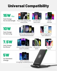 INIU Qi-Certified 15W Gyors Vezeték Nélküli Töltő Állvány – iPhone 15 14 13 12 Pro Max Xr Xs X 8, Samsung Galaxy S22 S21 S20 S10 Note10, Goo 6
