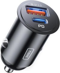 Încărcător auto USB INIU pentru brichetă, USB-C 30W + USB-A 30W, încărcare rapidă 5A, port dual, compatibil cu iPhone, Samsung, Huawei, iPad 1