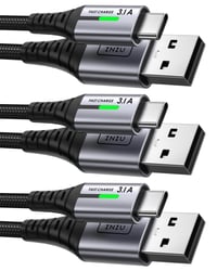 Opletený rýchlonabíjací kábel INIU USB-A – USB-C, 3,1 A – 3 ks (0,5 m + 2 m + 2 m) 1