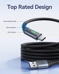 Opletený rýchlonabíjací kábel INIU USB-A – USB-C, 3,1 A – 3 ks (0,5 m + 2 m + 2 m) 4