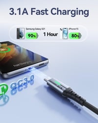 Opletený rýchlonabíjací kábel INIU USB-A – USB-C, 3,1 A – 3 ks (0,5 m + 2 m + 2 m) 2