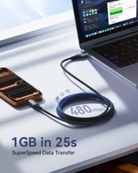 Opletený rýchlonabíjací kábel INIU USB-A – USB-C, 3,1 A – 3 ks (0,5 m + 2 m + 2 m) 6