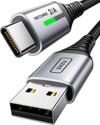 Kábel INIU USB-A – USB-C, 2 m, 3,1 A rýchlonabíjací, nylonový opletený, kompatibilný s iPhone 17 16 Pro Max, Samsung S25 S24, Huawei, Xiaomi, Pixel 1
