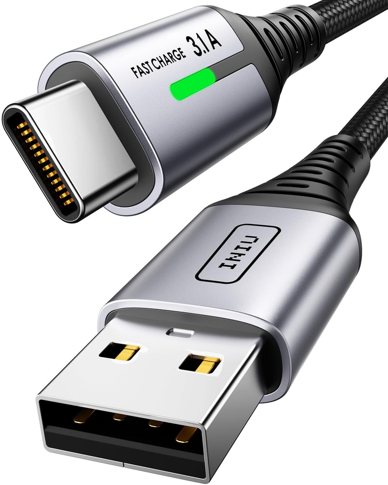 Kábel INIU USB-A – USB-C, 2 m, 3,1 A rýchlonabíjací, nylonový opletený, kompatibilný s iPhone 17 16 Pro Max, Samsung S25 S24, Huawei, Xiaomi, Pixel