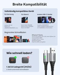 Kábel INIU USB-A – USB-C, 2 m, 3,1 A rýchlonabíjací, nylonový opletený, kompatibilný s iPhone 17 16 Pro Max, Samsung S25 S24, Huawei, Xiaomi, Pixel 9