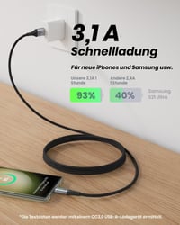 INIU USB-C kábel, 5 ks (0,5 / 1 / 1 / 2 / 2 m) USB-A na C rýchlonabíjací dátový kábel 3.1A QC 3.0 pre iPhone 15, Samsung S23, Xiaomi a Google Pixel 2
