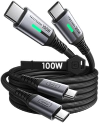 INIU USB-C na USB-C kábel, 2 ks, 2m+2m, 100W PD QC 4.0 rýchlonabíjací nylonový opletený nabíjací kábel pre iPhone 17 16, MacBook, iPad, Samsung S25, PS5, Pixel, Huawei 1
