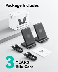 Bezdrôtová nabíjačka INIU, balenie 2 ks, 15W rýchly nabíjací stojan Qi pre iPhone 17 16 15 14 13 12 Pro Max, Samsung Galaxy S23 S22 S21 a zariadenia Google 8