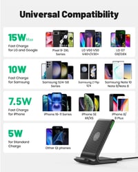 Bezdrôtová nabíjačka INIU, balenie 2 ks, 15W rýchly nabíjací stojan Qi pre iPhone 17 16 15 14 13 12 Pro Max, Samsung Galaxy S23 S22 S21 a zariadenia Google 4