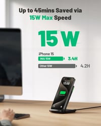 Bezdrôtová nabíjačka INIU, balenie 2 ks, 15W rýchly nabíjací stojan Qi pre iPhone 17 16 15 14 13 12 Pro Max, Samsung Galaxy S23 S22 S21 a zariadenia Google 2