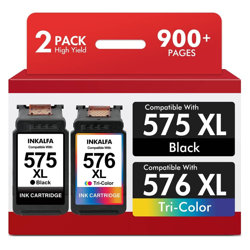 Atramentové kazety InkAlfa 575 XL a 576 XL pre tlačiarne Canon TR4755i, TS3551i, TS3750i a TR3550i, kompatibilný atrament Canon 575 a 576 XL