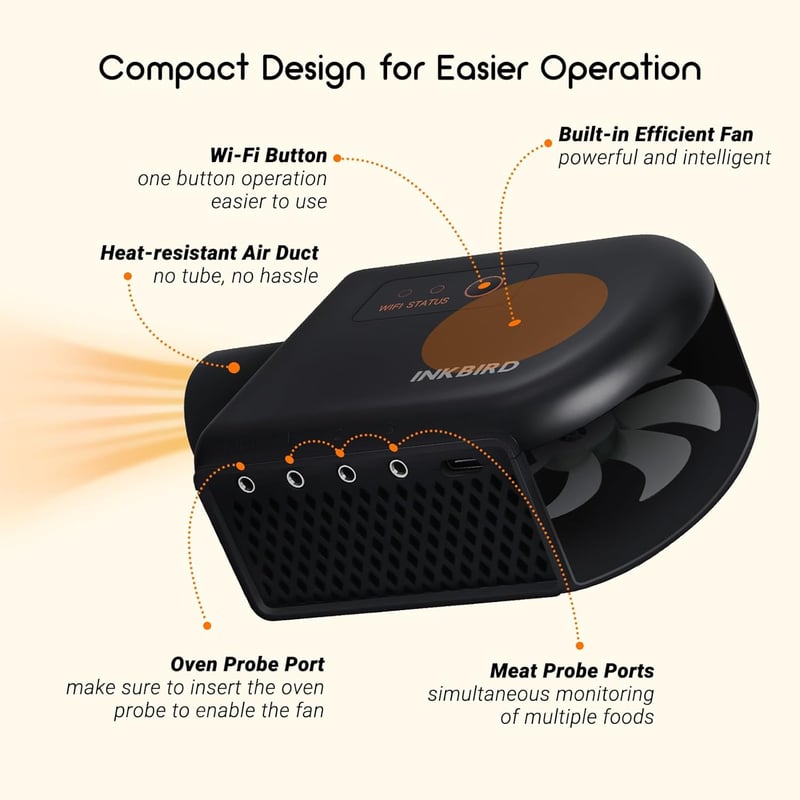 Inkbird Bluetooth grillventilátor Wi-Fi füstöléses hőmérővel 4 szondával Kamado Joe