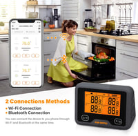 Inkbird IBBQ-4BW WiFi és Bluetooth grillhőmérő 4 szenzorral, USB tölthető, mágneses tartóval, kettős riasztással, BBQ sütéshez 3