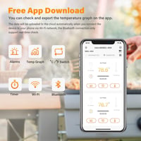 Inkbird IBBQ-4BW WiFi és Bluetooth grillhőmérő 4 szenzorral, USB tölthető, mágneses tartóval, kettős riasztással, BBQ sütéshez 5
