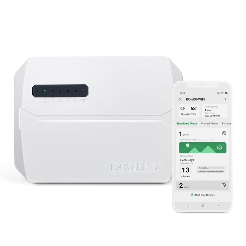 Inkbird IIC-600-WIFI Kontroler za navodnjavanje, 6-zonski WiFi vremenski prekidač za prskalice, Pametni kontroler sustava za navodnjavanje s aplikacijom, LCD zaslon