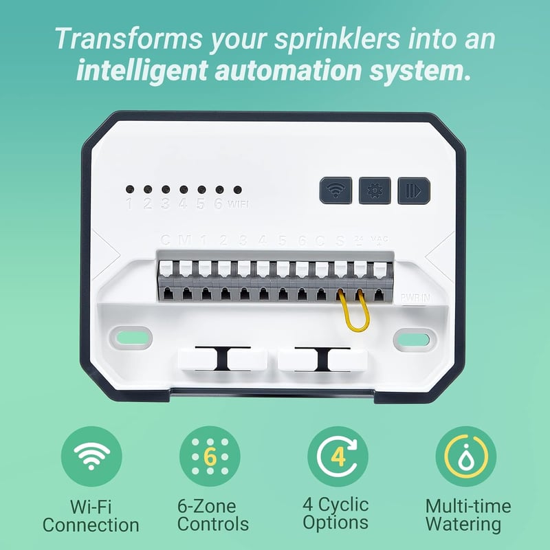 Inkbird IIC-600-WIFI Öntözésvezérlő, 6 Zónás WiFi Locsoló Időzítő, Okos Öntözőrendszer Vezérlő Alkalmazással, LCD Kijelző