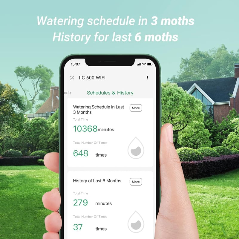 Inkbird IIC-600-WIFI Öntözésvezérlő, 6 Zónás WiFi Locsoló Időzítő, Okos Öntözőrendszer Vezérlő Alkalmazással, LCD Kijelző