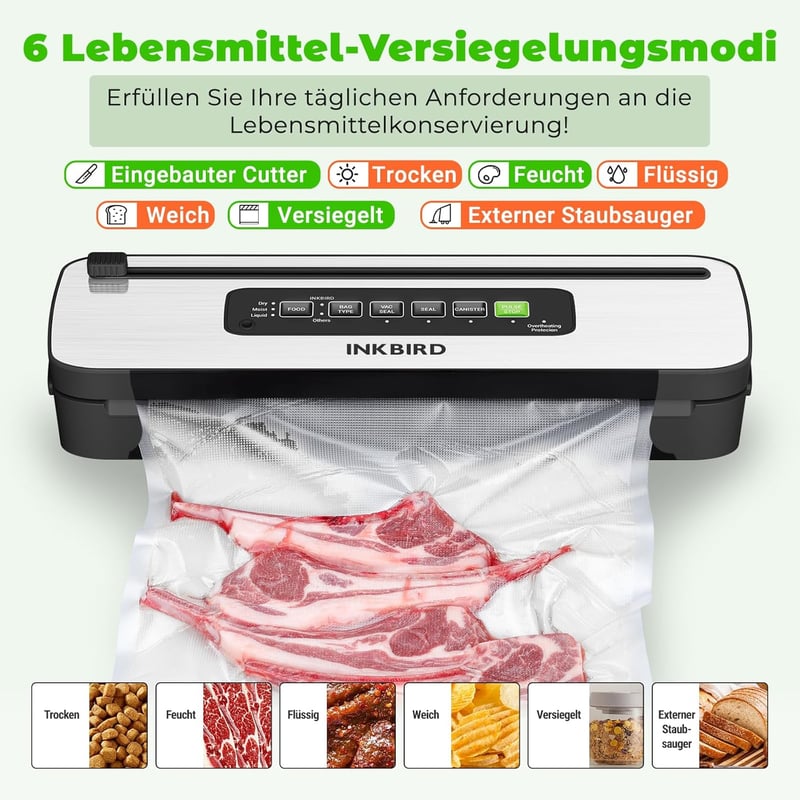 Inkbird INK-VS05 Vákuumozó Gép 7 Módú Nedves Száraz Élelmiszer Lezáráshoz 130W
