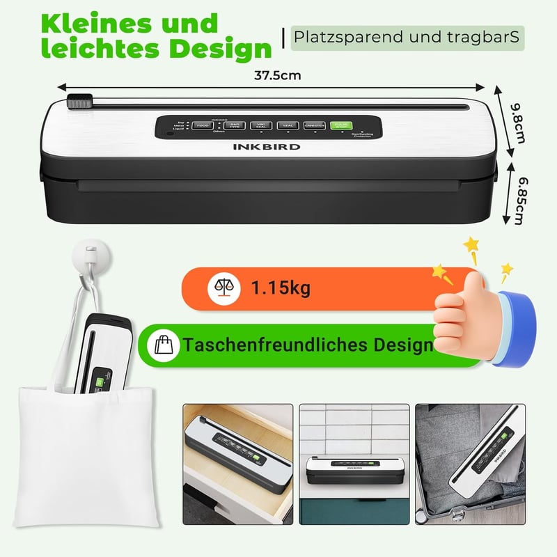 Inkbird INK-VS05 Vákuumozó Gép 7 Módú Nedves Száraz Élelmiszer Lezáráshoz 130W