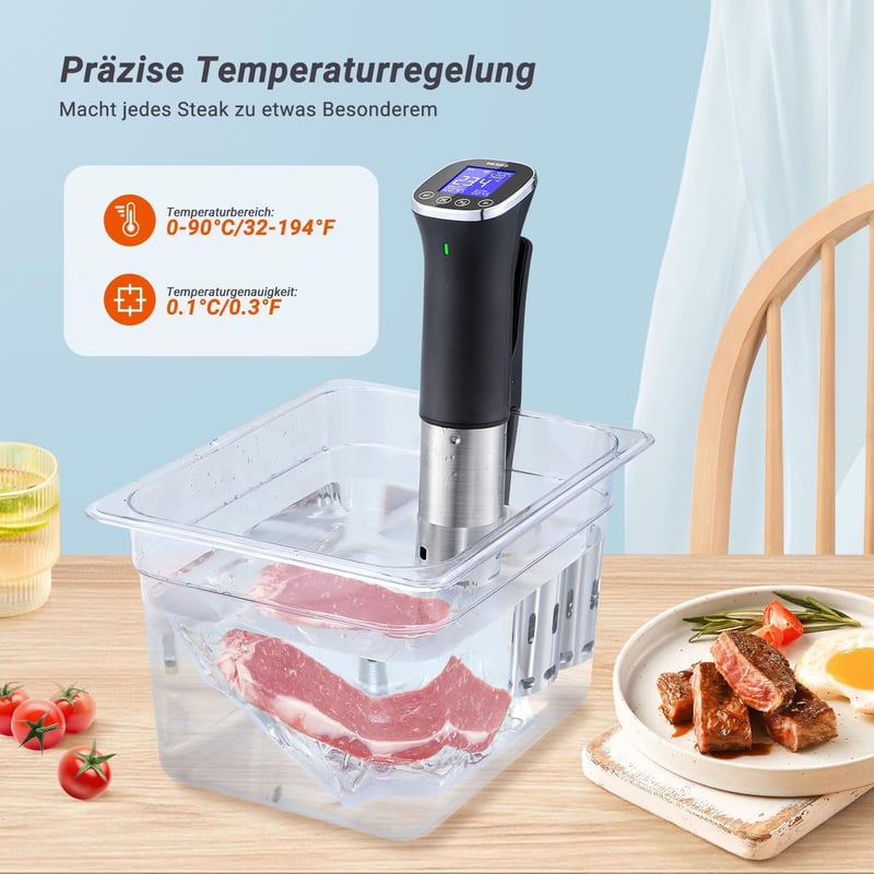 Inkbird ISV-300W WLAN Sous Vide Roner, Precíz Hőmérséklet-szabályozás, IPX7 Vízálló