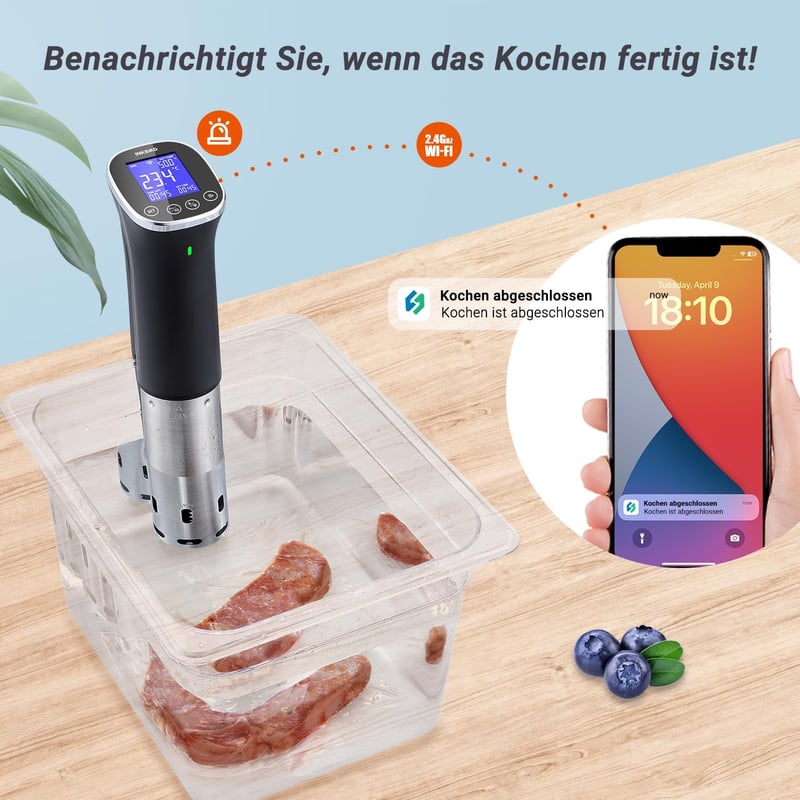 Inkbird ISV-300W WLAN Sous Vide Roner, Precíz Hőmérséklet-szabályozás, IPX7 Vízálló