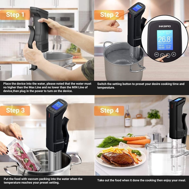 Inkbird WiFi Sous Vide Készülék EVA Védőtokkal - 100W Vízálló Konyhai Hőmérséklet Szabályzó 25-99°C - Precíziós Időzítő Tökéletes Főzéshez