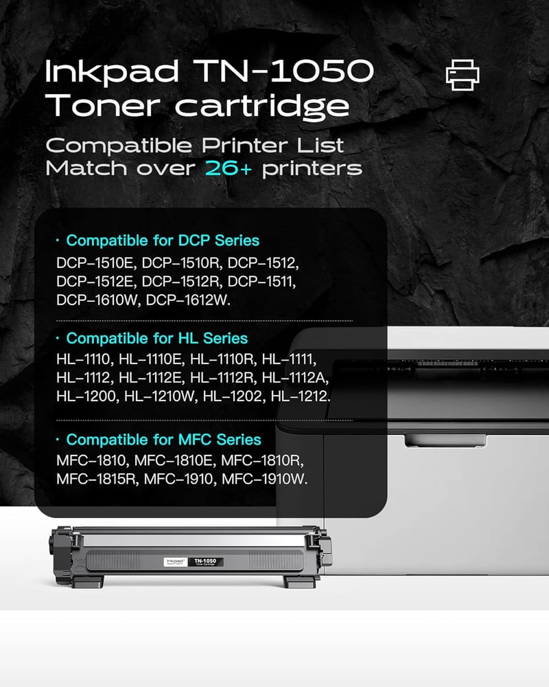 iNKPAD TN1050 Toner Cartridge Brother DCP-1612W HL-1210W MFC-1910W nyomtatóhoz, 2db fekete - TN1050 (2 Black)