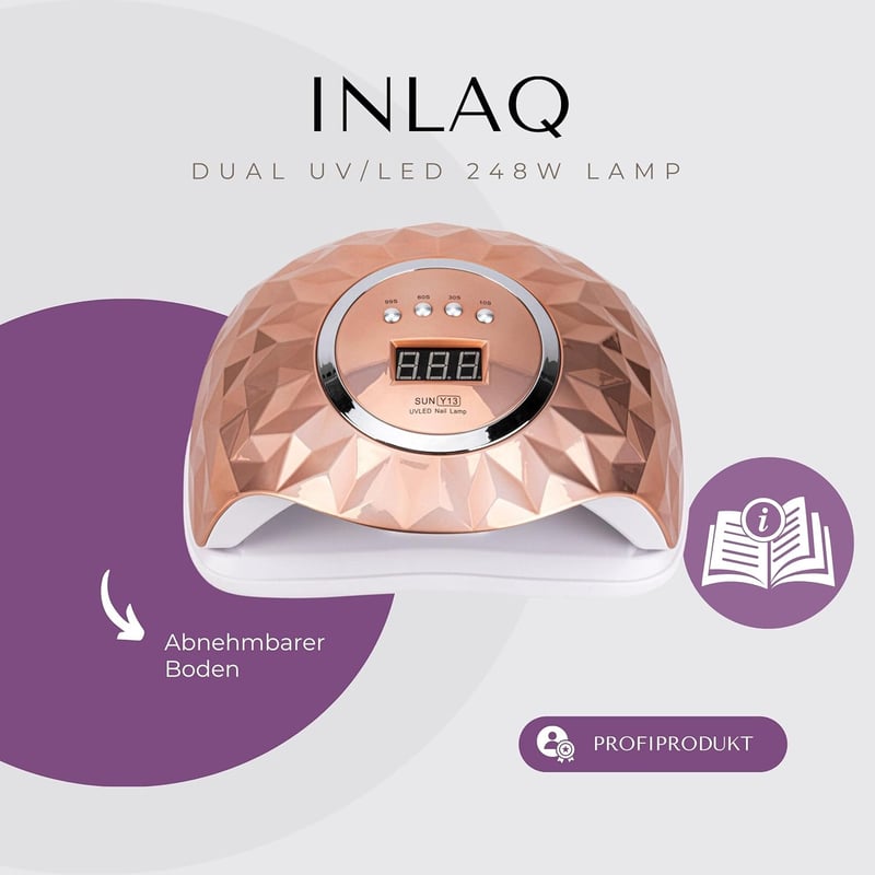 INLAQ 248W Dual UV/LED Körömlámpa LCD Kijelzővel és Mozgásérzékelővel