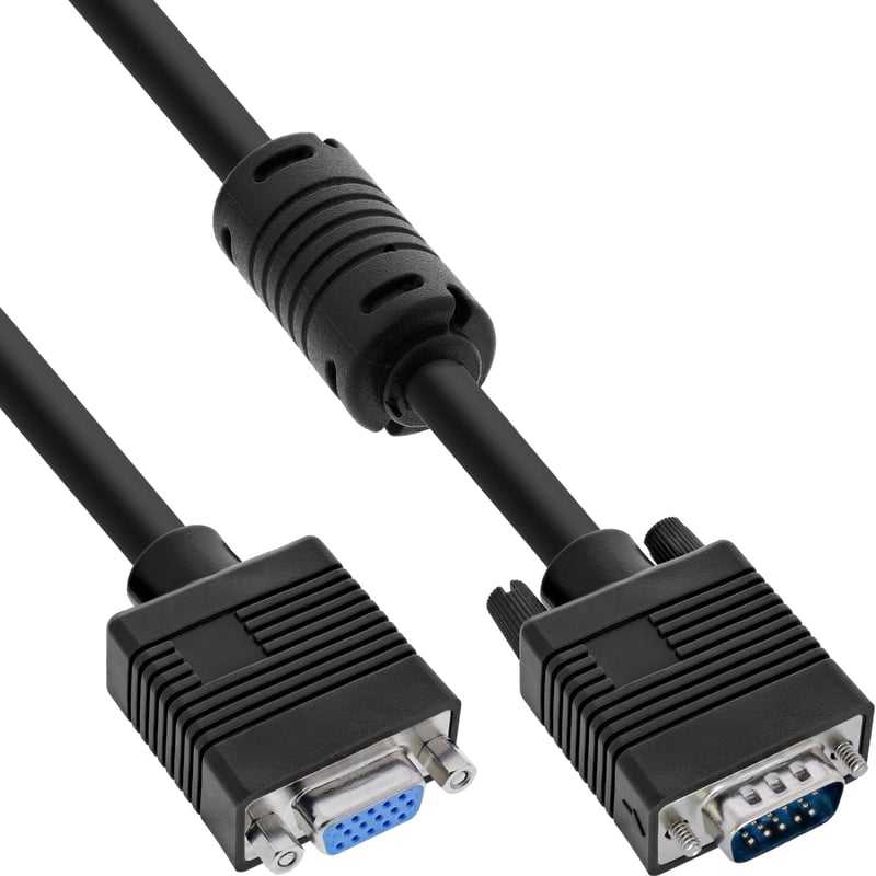Cablu prelungitor InLine S-VGA, negru, 15 pini HD tată/mamă, 2 m