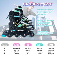 Gyerek Inline Görkorcsolya Kezdőknek 36-39 EU-s Méret (240-270 mm) - Állítható Méretű Rulizó Fiúknak és Lányoknak 4-12 Éves Korig, Beltéri és Kültéri, Fekete-Kék 3