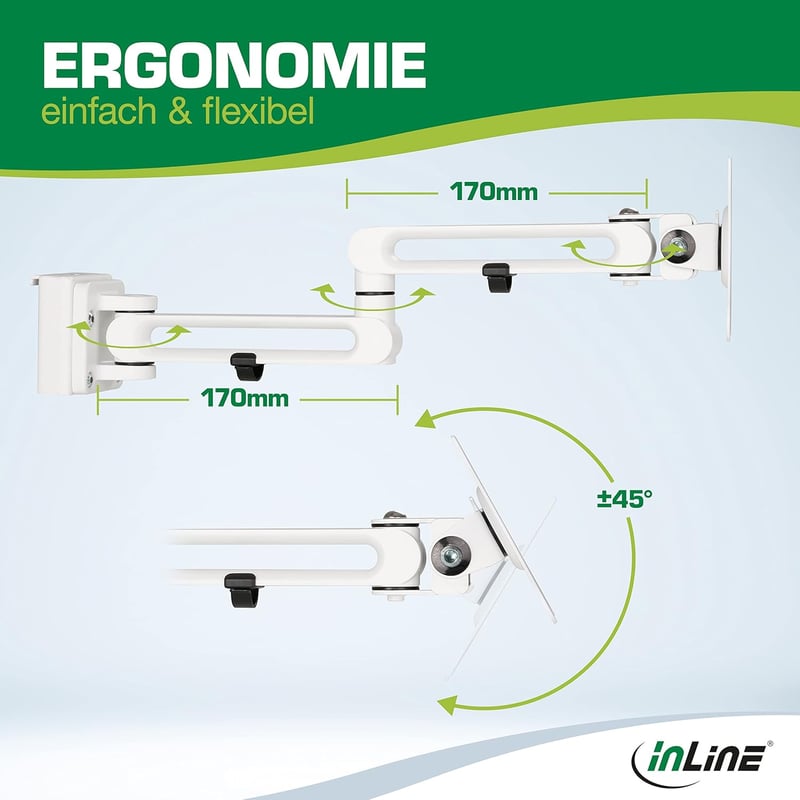 InLine Slatwall Monitor tartó 17-32 colos képernyőhöz, VESA 75/100, fali és asztali rögzítés