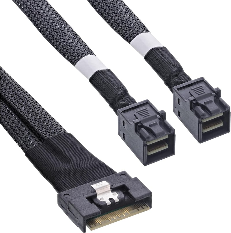 InLine Slim SAS kábel SFF-8654 8i – 2x SFF-8643 - 0,5 m
