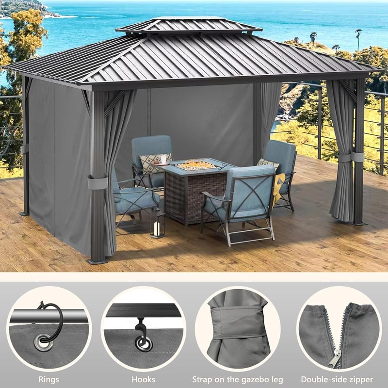 Inmeilifus 3x3m Pavilon 4 Oldalfallal Vízálló UV Védelem Szürke - Grey