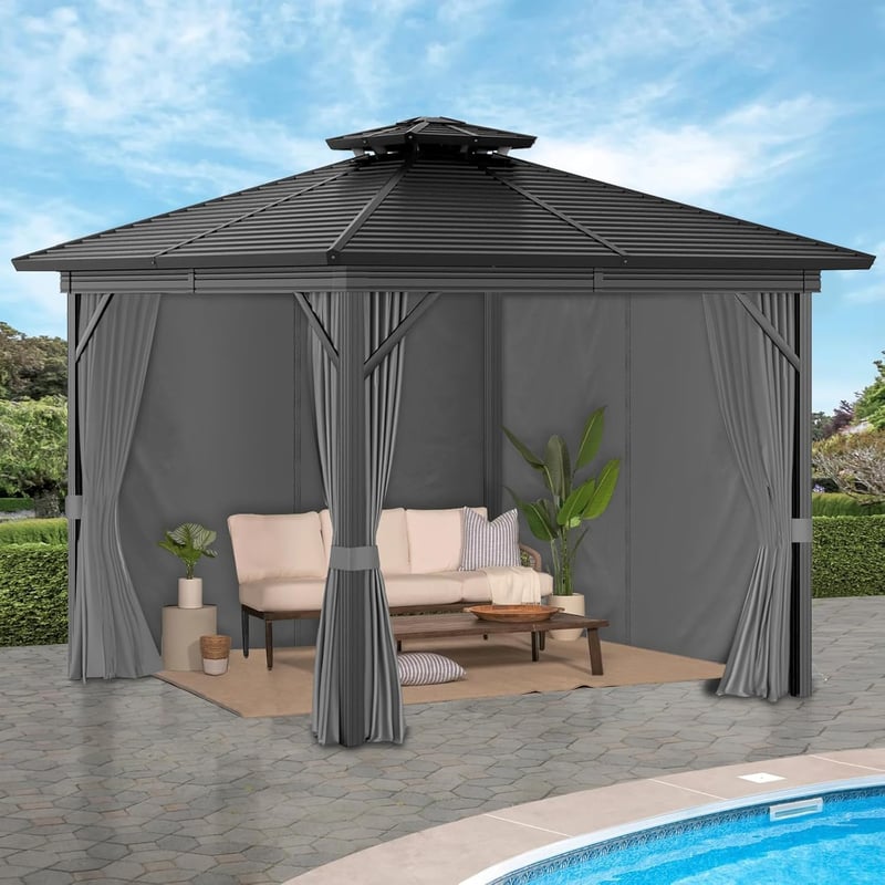 Inmeilifus 3x3m Pavilon 4 Oldalfallal Vízálló UV Védelem Szürke - Grey