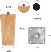INMOZATA tölgyfa bútorlábak 4 db csavarokkal - 10 cm - natúr 2