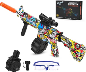 Innedu M4A1 Blaster Electric cu Gel - Armă de Jucărie cu Două Moduri, cu 60.000 de Bile cu Gel și Ochelari de Protecție, Rază de Acțiune de 35m, pentru Copii de 12+ Ani