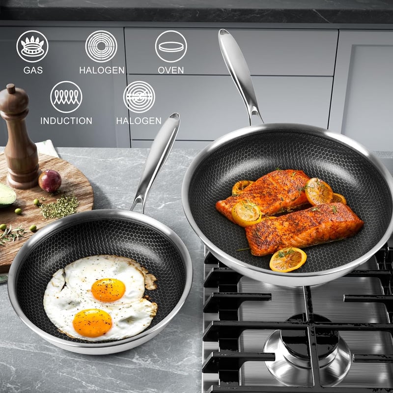 Innerwell 2 részes serpenyőszett 24 és 28 cm rozsdamentes acél fedővel indukciós tűzhelyre