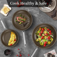 Innerwell Titán Kerámia Serpenyő Szett 3 db (20+24+28 cm) Fedővel - Indukciós Tapadásmentes Rozsdamentes Acél Edénykészlet, Sütőálló, PFOA-m 8