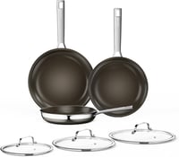 Innerwell Titán Kerámia Serpenyő Szett 3 db (20+24+28 cm) Fedővel - Indukciós Tapadásmentes Rozsdamentes Acél Edénykészlet, Sütőálló, PFOA-m 1